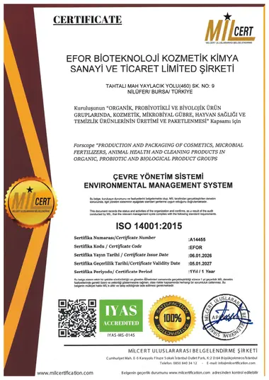 ISO 14001:2015 sertifikası