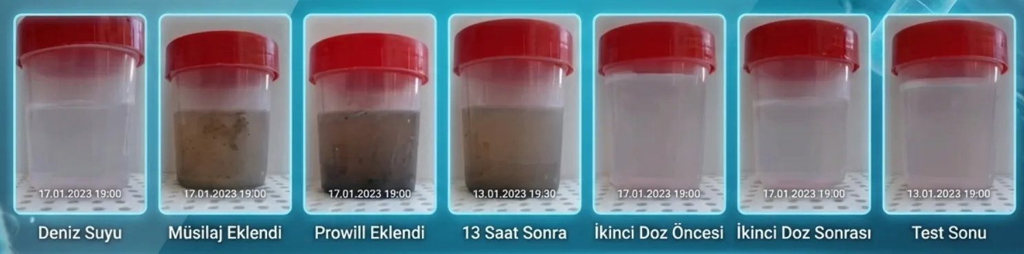 Müsilaj havuzundan alınan numunelerin sırasıyla değişimi